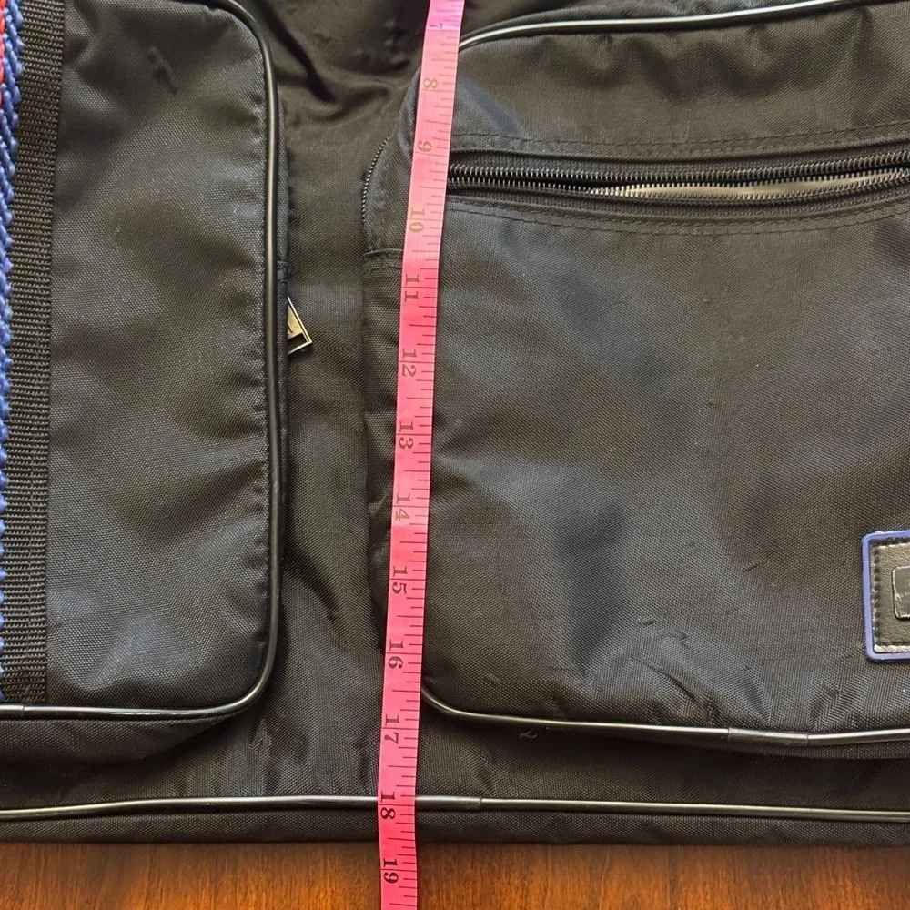 Carlton VTG Stylish Black Classic Nylon Duffel Bag with Red and Blue Accents